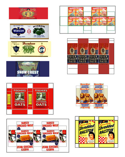 a selection of miniature printable grocery items